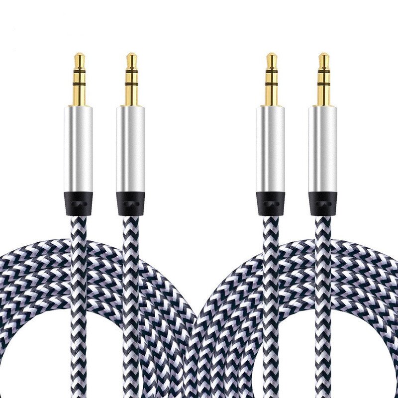 Audio Jack Cable - Nylon 3.5mm-3.5mm Female-Male Connector Adapter Cable