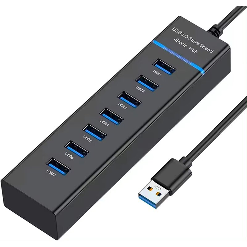 USB Hub Adapter - 7 Charging Ports USB3.0 High Speed Data Transfer for PC