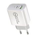 Mobile Phone Charger - Power Supplier EU/US/UK 20W Type C PD QC3.0 with Cable