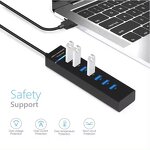 USB Hub Adapter - 7 Charging Ports USB3.0 High Speed Data Transfer for PC
