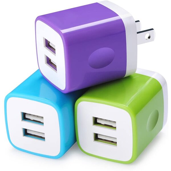 Wall Travel Charger - Customized Colorful Dual USB Ports Mini Cube 5V/2A OTP