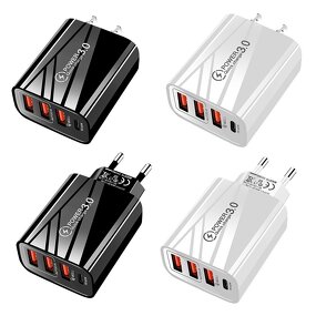 Mobile Phone Charger - 4-Port Dual C+USB Type-C 5W/10W Output for Earphones PD