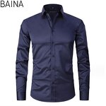 Men's Dress Shirts - 2026 Casual White Stand-Up Collar Long Sleeve Formal Office