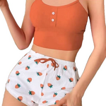 Women's Pajamas - Homewear Printed Spandex Camisole Shorts Casual Sexy Ribbed Wearable