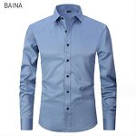 Men's Dress Shirts - Stand-Up Collar Long Sleeve Formal Office