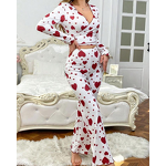 Women's Pajamas - New Heart Pattern Homewear Set Long Pants Soft Skin-Friendly Comfortable