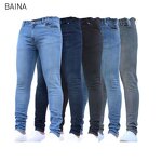 Men's Jeans - Stretch Denim Autumn Black Tight Slim-Fit Pants