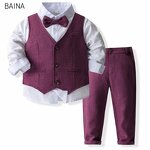 Toddler Boy's Outfit - 3pcs Gentleman Bowtie Shirt Vest & Pants Outdoor Set