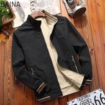 Men's Jacket - Spring Ribbed Collar Double Zipper Street Wear Fashion Slim Fit Coat