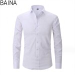 Men's Dress Shirts - 2026 Casual White Stand-Up Collar Long Sleeve Formal Office