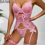 Bodycon Set - See-Through Slim Fit Leg-Wrap Lace One-Piece + Underwear