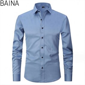 Men's Dress Shirts - 2026 Casual White Stand-Up Collar Long Sleeve Formal Office