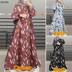 Women's Robe - Turkey O-Neck Sleeve Traditional Fashion Print Muslim Long Dress