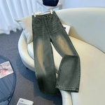 Women's Jeans - Plus Size Vintage Blue Wide Leg Denim Autumn Winter Trendy Loose Fit Light Wash