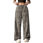 Women's Pants - Street Style Low Waist Vintage Straight Wide Leg Leopard Print Polyester Casual Summer