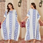 Women's Nightdress - Modest Satin New Plus Size Summer Cover-Up Robe Gorgeous Loose Printed Middle Eastern Style