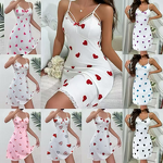 Women's Nightgown - European American Style New Sexy Lace Strappy V-neck Heart Cherry Pattern Costume