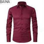 Men's Dress Shirts - 2026 Casual White Stand-Up Collar Long Sleeve Formal Office