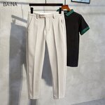 Men's Pants - Plus Size Solid Color Business Wear Formal Casual Suit Trousers