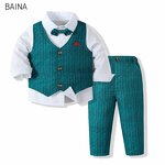 Toddler Boy's Outfit - 3pcs Gentleman Bowtie Shirt Vest & Pants Outdoor Set