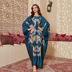 Women's Nightdress - ODM New Luxurious Printed Satin Autumn Spring Middle Eastern Style Long Loose