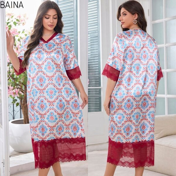 Women's Nightdress - Summer Thin Home Apparel Plus Size Ice Silk Long Style Ladies' Fat