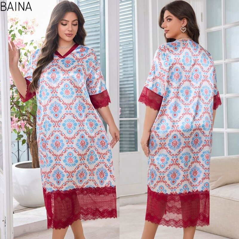 Women's Nightdress - Summer Thin Home Apparel Plus Size Ice Silk Long Style Ladies' Fat