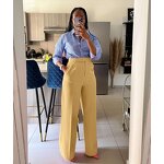 Women's Pants - New Solid Color Elegant Casual High Waist Straight Wide Leg