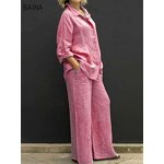 Women's Clothing Set - Spring Shirt Pants Sets Ladies Casual Plus Size
