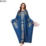 Women's Nightdress - ODM New Luxurious Printed Satin Autumn Spring Middle Eastern Style Long Loose