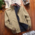 Men's Jacket - Spring Ribbed Collar Double Zipper Street Wear Fashion Slim Fit Coat
