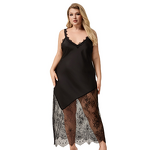 Women's Nightgown - Plus Size Satin Camisole Summer Lace Sexy Backless Long Homewear