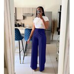 Women's Pants - New Solid Color Elegant Casual High Waist Straight Wide Leg