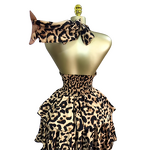 Women's Dress - Early Summer New Sleeveless Halter Leopard Print Anti-Static Sweet Empire Waist-Cinching Ruched Puff