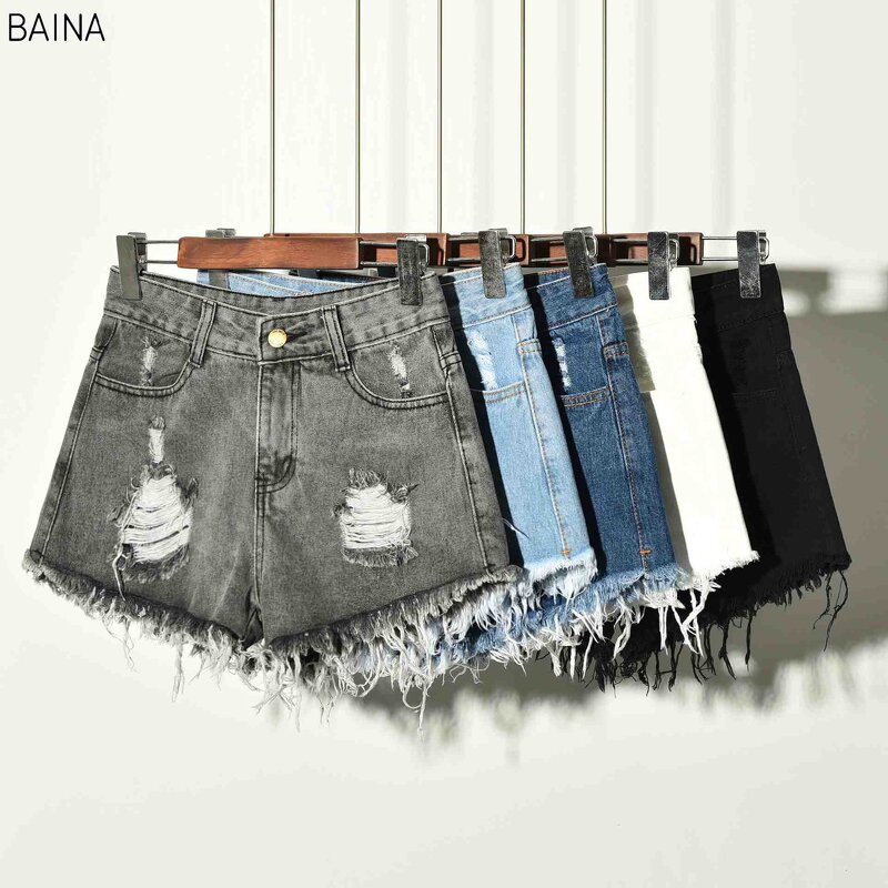Women's Jeans Shorts - Wholesale Stretch Ripped Denim Elastic Summer Plus Large Size