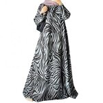 Women's Dress - Fashion Print Muslim Mid Eastern Floor Length Robe Long Sleeve O-Neck Casual