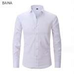 Men's Dress Shirts - Stand-Up Collar Long Sleeve Formal Office