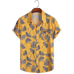 Men's Shirt - Spring Summer Floral Printed New Casual Beach Short Sleeve Design