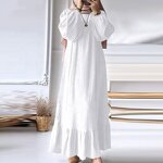 Women's Dress - Muslim Robe Spring Autumn Fashion Long Sleeve Ruffle Abaya Mid East Casual A-line
