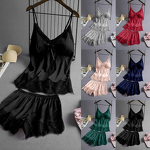 Women's Pajamas Set - Breathable Solid Summer Home Wear Two-Piece with Elastic Waist Luxurious Noble