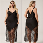 Women's Nightgown - Plus Size Satin Camisole Summer Lace Sexy Backless Long Homewear