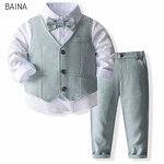 Toddler Boy's Outfit - 3pcs Gentleman Bowtie Shirt Vest & Pants Outdoor Set