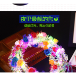 Headband Garland - Glowing Golden Wire Ten Lights Ten Flowers Plastic Gold Silk Wreath Flashing Night