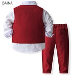 Toddler Boy's Outfit - 3pcs Gentleman Bowtie Shirt Vest & Pants Outdoor Set
