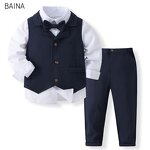 Toddler Boy's Outfit - 3pcs Gentleman Bowtie Shirt Vest & Pants Outdoor Set