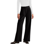 Women's Pants - European American Summer Fashion Elegant Commuter High-Waisted Loose Straight Wide-Leg Polyester