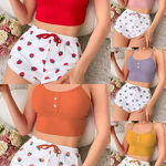 Women's Pajamas - Homewear Printed Spandex Camisole Shorts Casual Sexy Ribbed Wearable