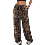 Women's Pants - Street Style Low Waist Vintage Straight Wide Leg Leopard Print Polyester Casual Summer