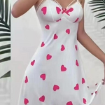 Women's Nightgown - European American Style New Sexy Lace Strappy V-neck Heart Cherry Pattern Costume