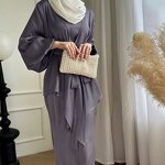 Women's Muslim Dress - Elegant Solid Color Two-Piece Set of High Quality Wholesale Price Abaya